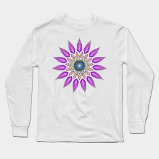 Stained Glass Inspired Flower Mandala Long Sleeve T-Shirt